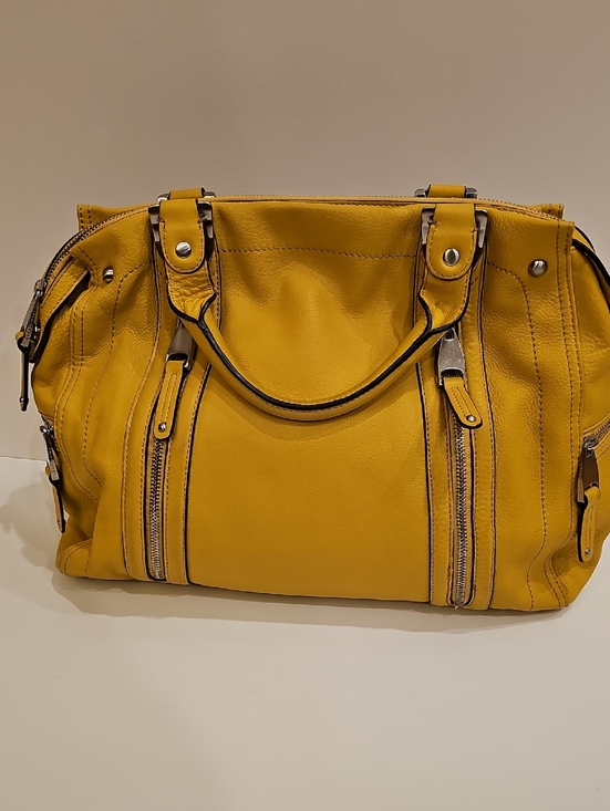 b. makowsky Handbags - b. makowsky Yellow Leather Shoulder Satchel 15"x12"x4"
